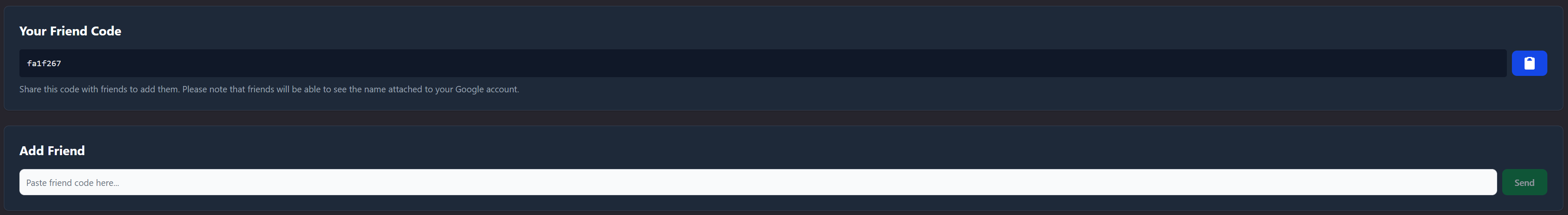 Screenshot showing the follow friends feature